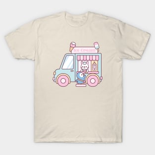 Ice Cream Truck, Cute Bunny And Penguin T-Shirt